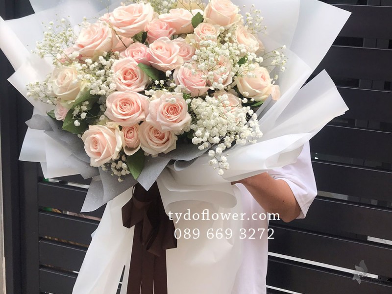 BÓ HOA CHÚC MỪNG B02002 - Bó Hoa Hồng Kem