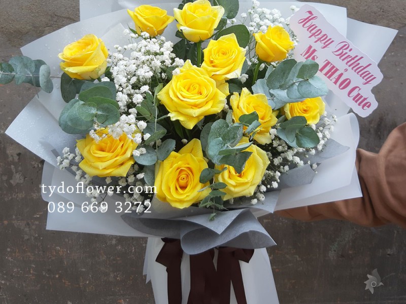 BÓ HOA CHÚC MỪNG BO2011 - Bó Hoa Hồng Vàng