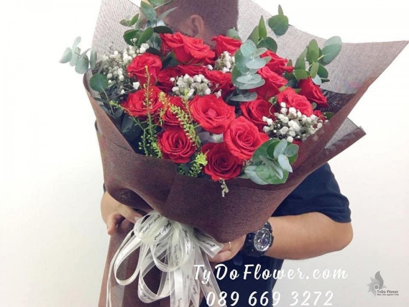 BÓ HOA CHÚC MỪNG BO72214 Bó Hoa Hồng Đỏ